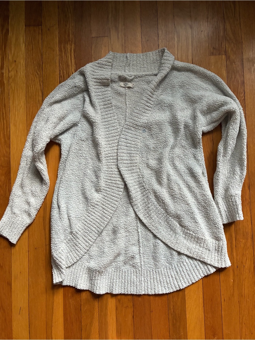 UGG Fremont Cream Open-Front Fluffy Textured Cardigan Sweater